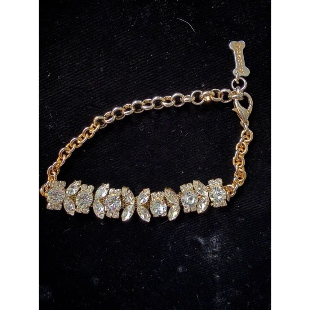 Rhinestone Pet Collar Necklace, Gold-Tone, Italy